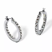 Birthstone Inside-Out Hoop Earrings Silvertone (31mm)
