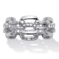 .24 TCW Cubic Zirconia Chic Chain Link Silvertone Ring
