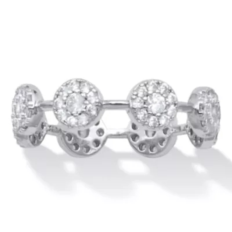 Crystal Platinum-Plated Cluster Ring