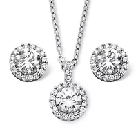 4.30 TCW Birthstone CZ Silvertone Jewelry Set