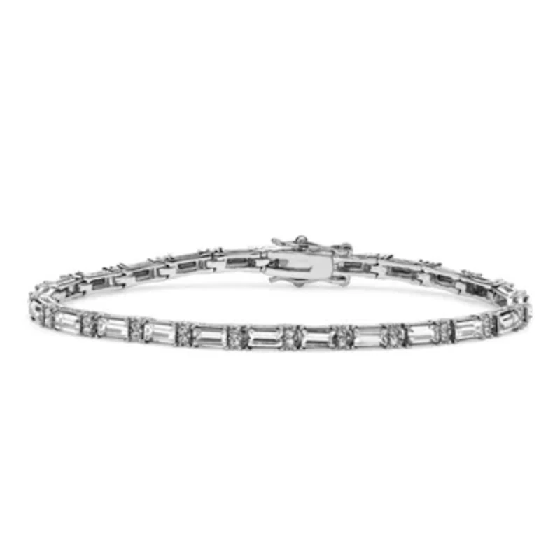 Birthstone Silvertone Tennis Bracelet 7.5"