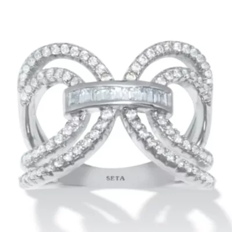 .84 TCW Cubic Zirconia Silvertone Bridge Ring