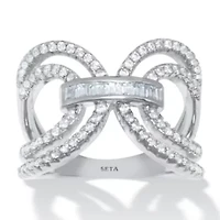 .84 TCW Cubic Zirconia Silvertone Bridge Ring