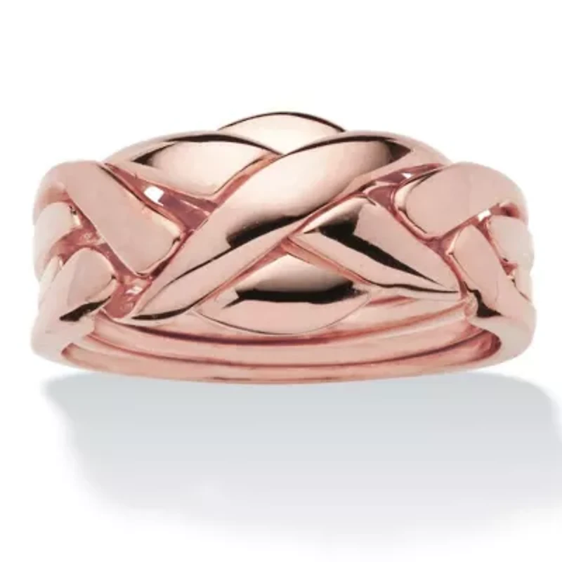 14k Rose Gold-Plated Commitment Symbol Puzzle Ring