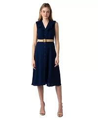 Midi Shirt Dress With Ruffles