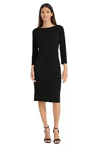 Long Sleeve Midi Dress With Ruching