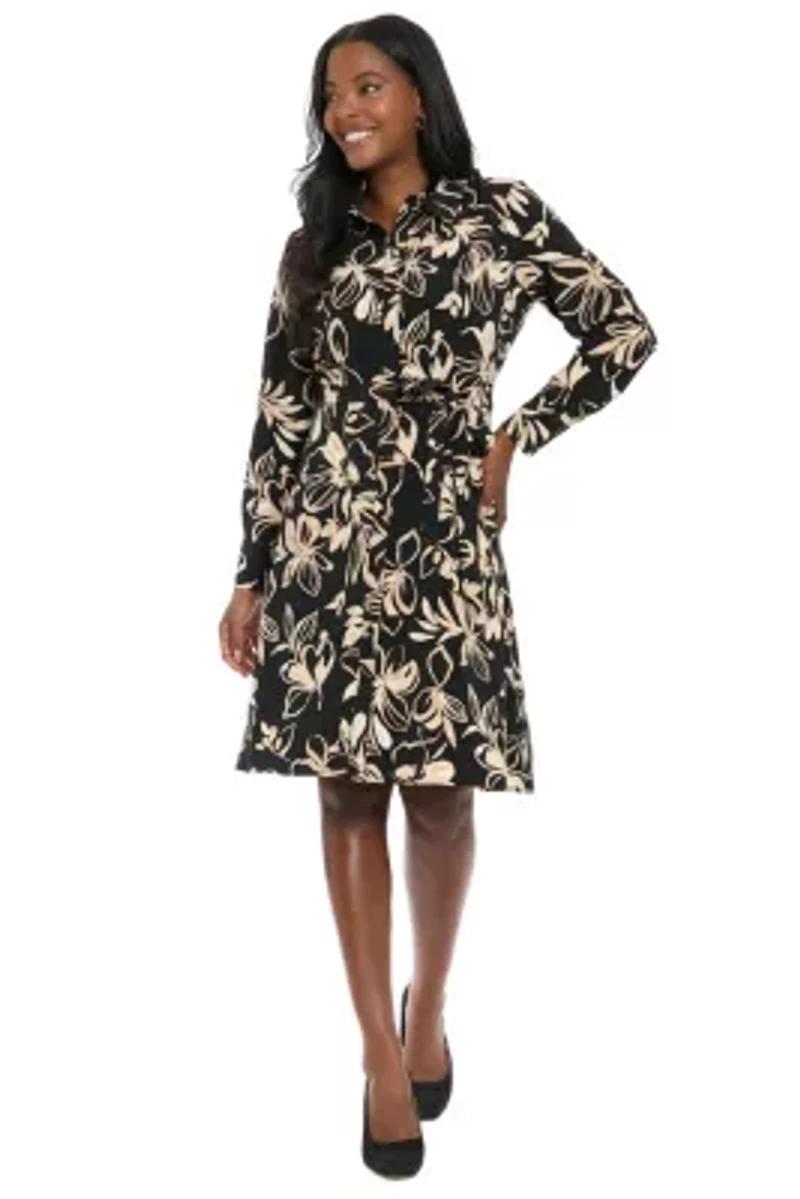 CREPE SHIRTDRESS WITH BELT