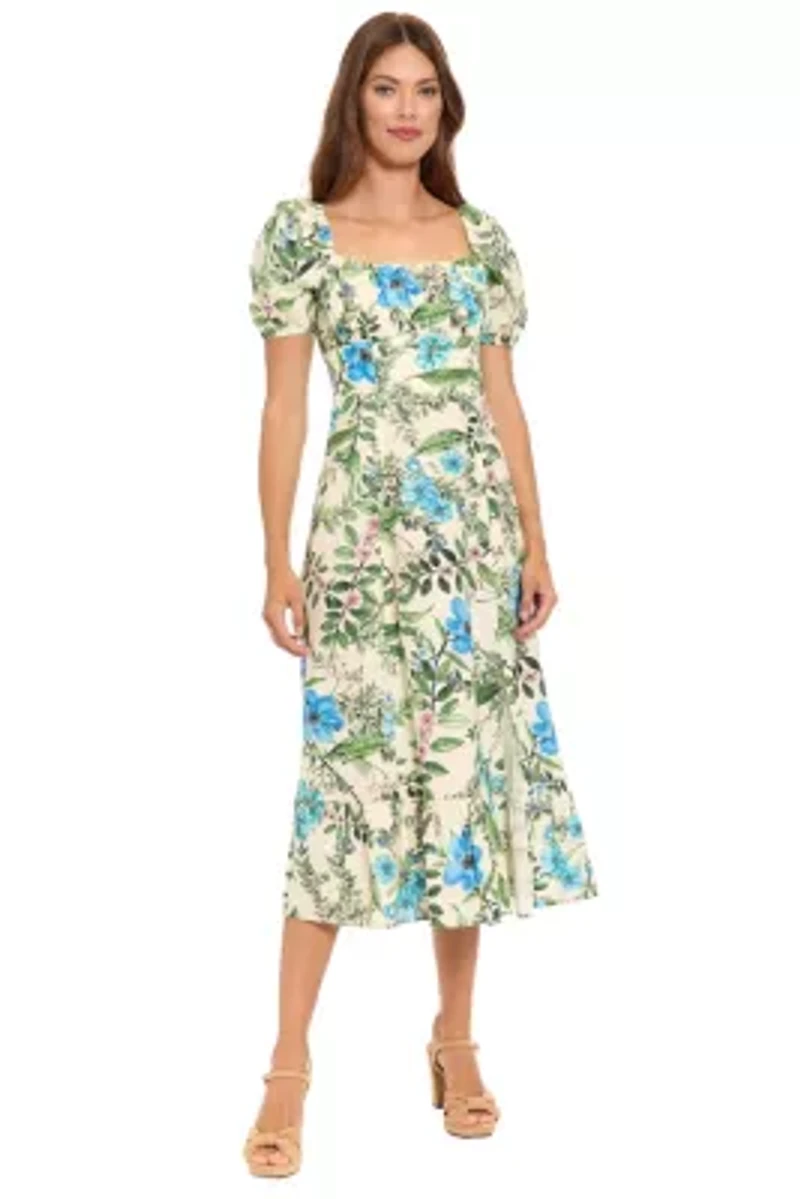 PUFF SLEEVE EMPIRE WAIST MIDI