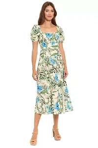 PUFF SLEEVE EMPIRE WAIST MIDI