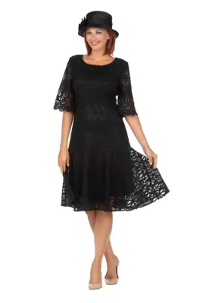 Embroidery Luxurious Lace Pleated Flare Dress