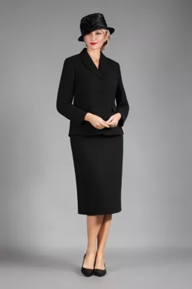 2-piece Notch Layered Collar 3-Button Jacket & Skirt Suit