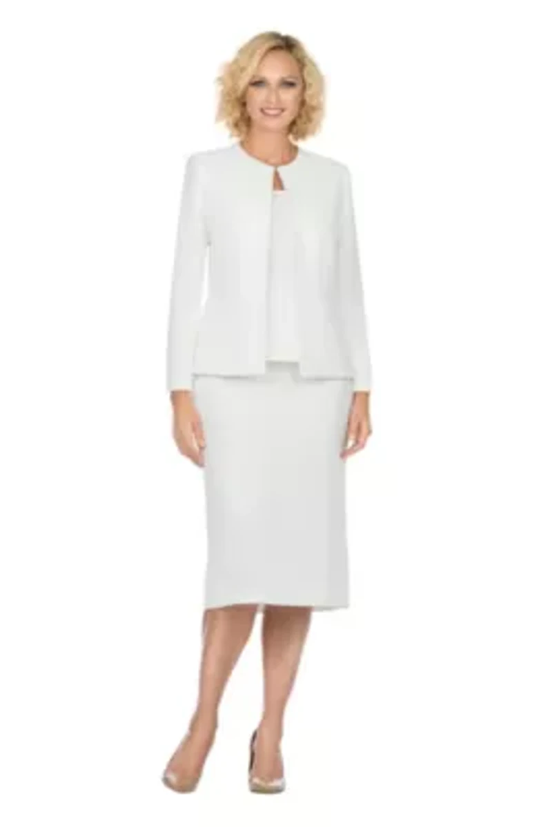 3-piece Round Neck Clean Lines Detailed Skirt Suit