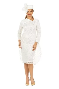 Metallic Lace Shift Dress with Overlay