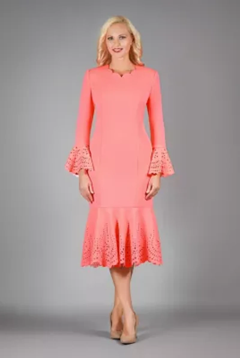 Light Scuba Dress with Scallop Neckline, Cutouts & Stones