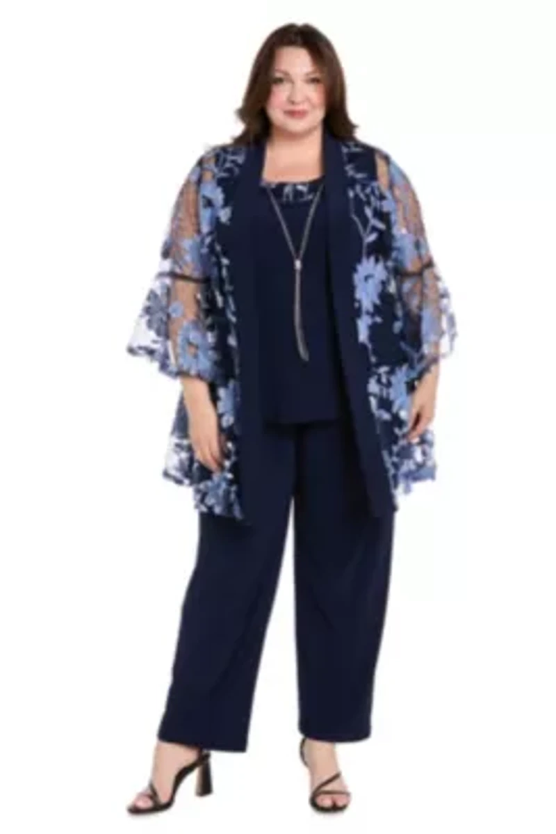 3pc Floral Threadwork Pantsuit