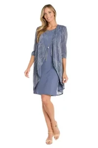 2Pc Printed Jacket Dress with Detachable Necklace