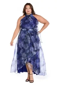 Printed Organza Hi-Lo Dress