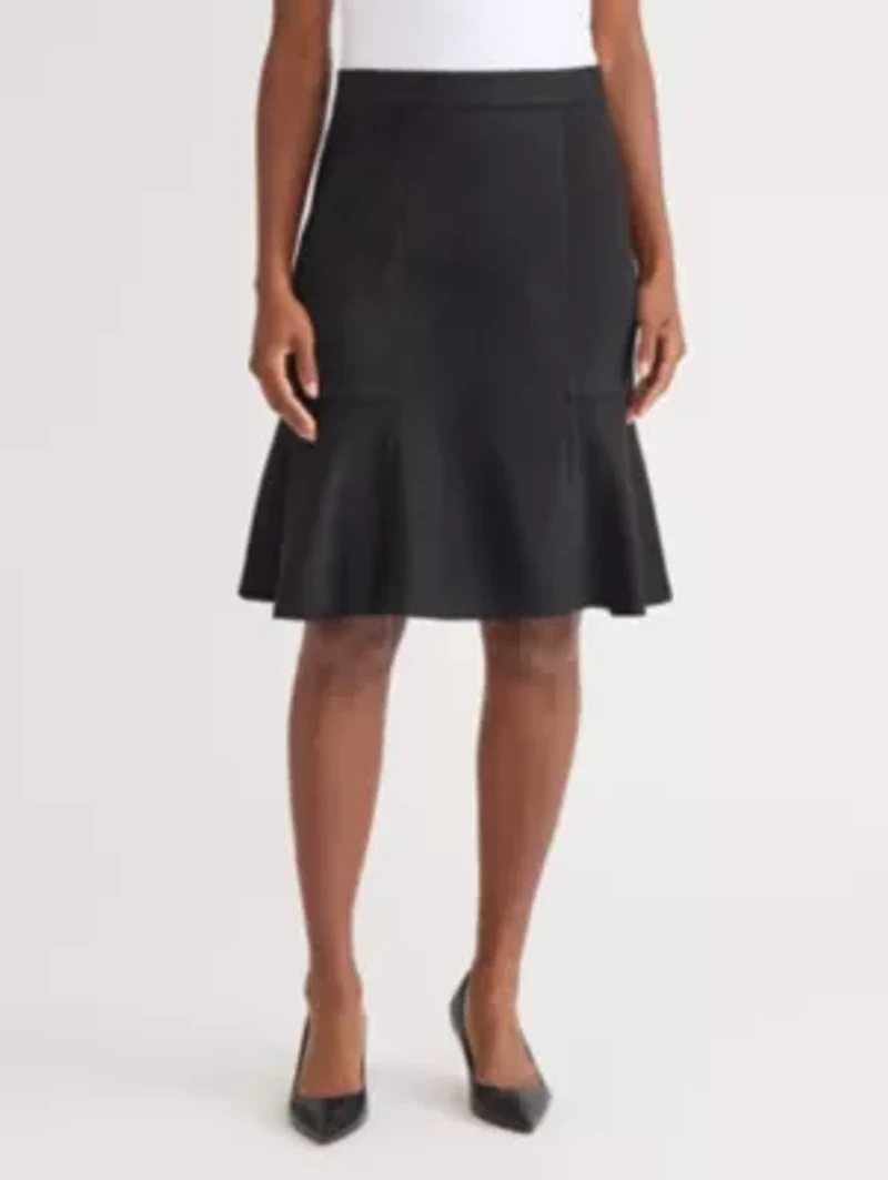 Women's Scuba Suede Pull On Flare Skirt