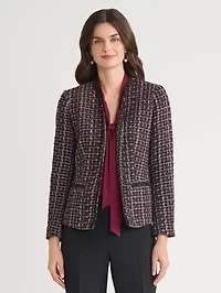 Petite Tweed Open Front Framed Jacket