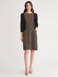 Petite Animal Jacquard Dress with Compression