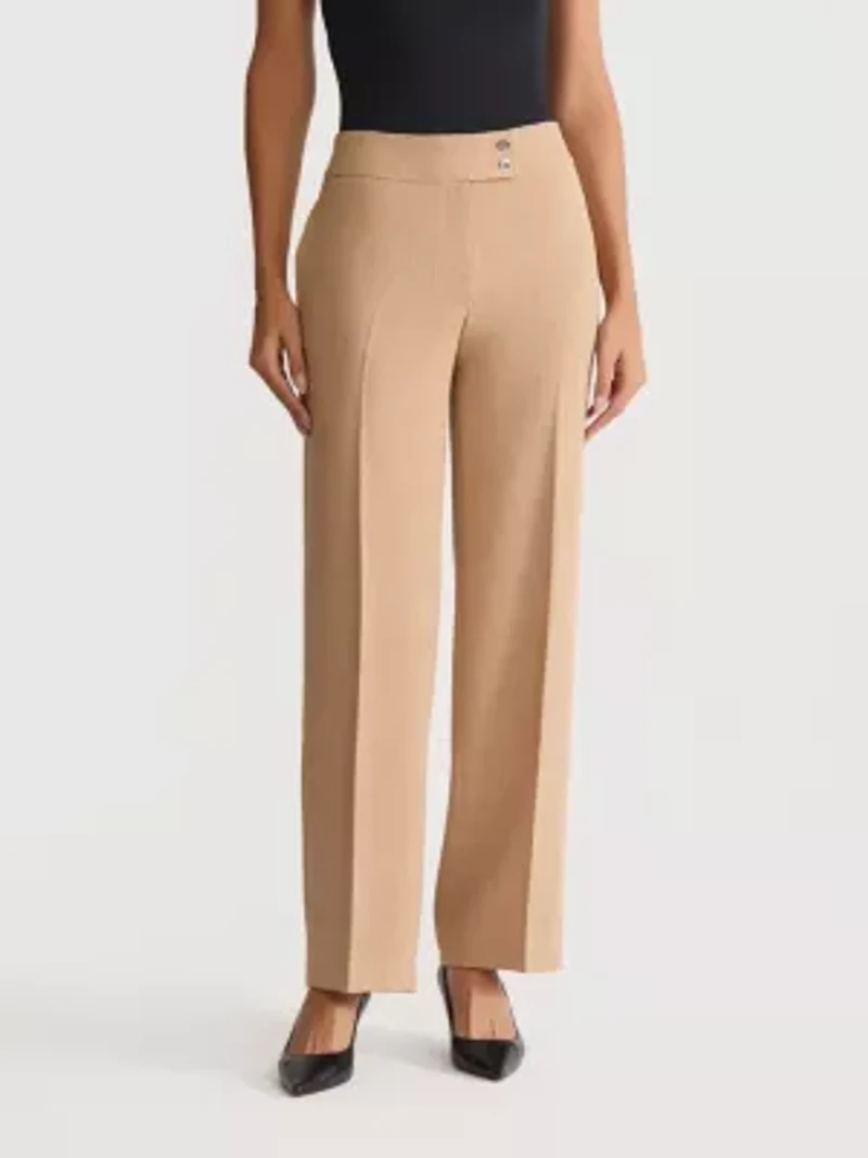 Petite Pebble Crepe Extend Tab Wide Leg Pant