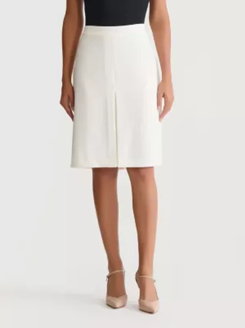 Women's Stretch Crepe Box Pleat Skirt