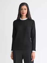 Women's Long Sleeve Lace Collar Twofer