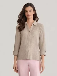 3/4 Sleeve Button Front Knit Top