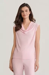 Extended Shoulder Cowl Neck Knit Top