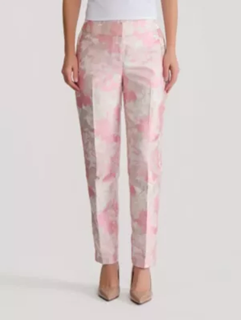 Floral Jacquard Slim Leg Pant