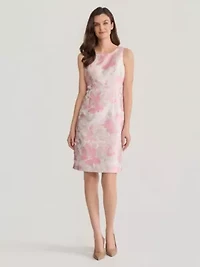 Floral Jacquard Seamed Sheath Dress