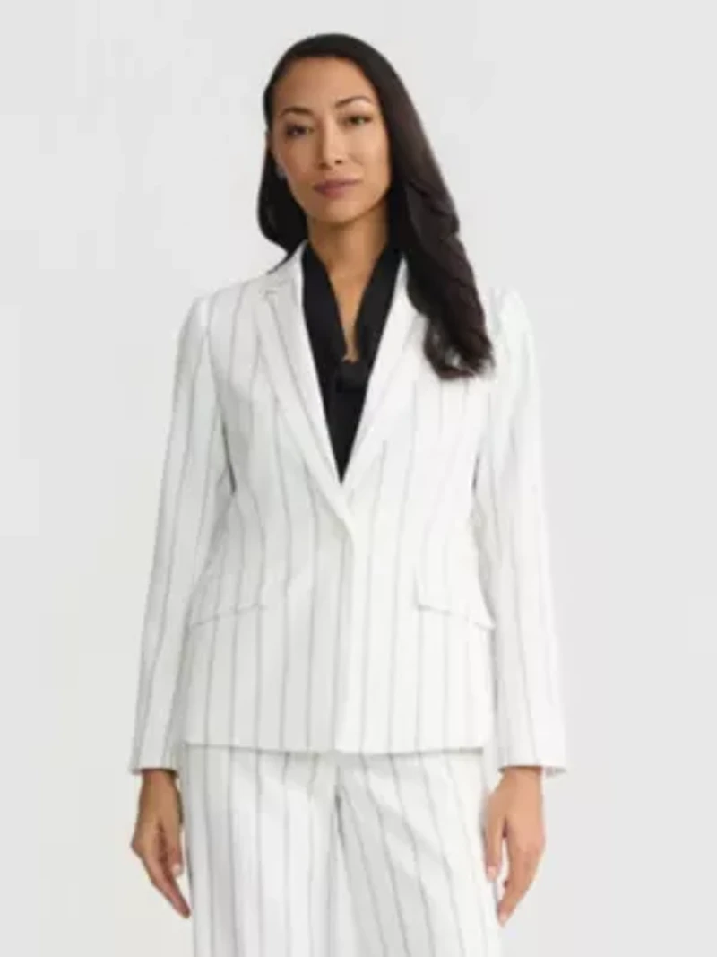 Women's Pinstripe One Bttn Notch Collar Jacket