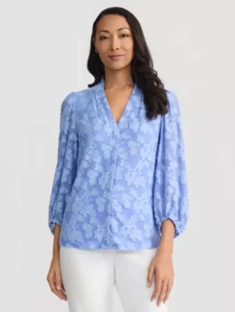 Women's Floral Burnout Long Sleeve Knit Top