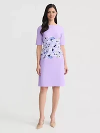 Women's Floral Print Elbow Sleeve Sheath Dress