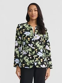 Petite Floral Print One Button Jacket