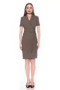 Lynne Wool Midi Sheath Dress With Belt