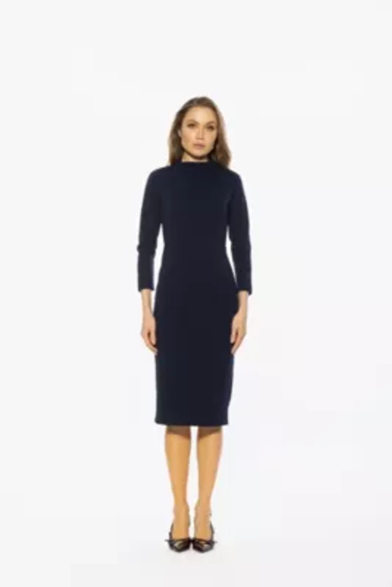Mika Mockneck Draped Sheath Dress