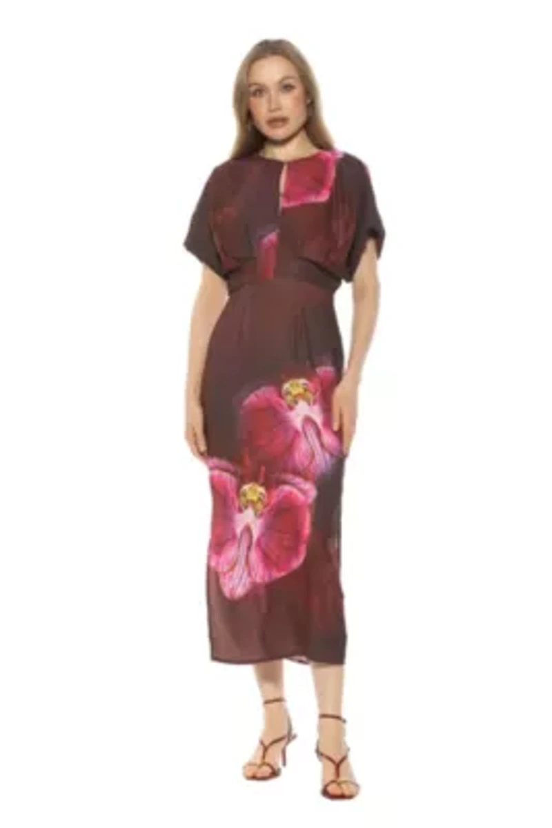 Sylvi Draped Sleeve Midi Dress