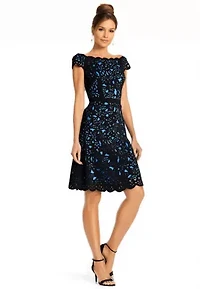 Off the Shoulder Laser Cut Dress