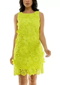 Sheath Dress With 3D Floral Emroidery