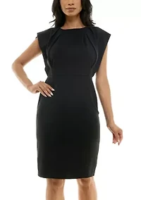 Sheath With Pleat Neckline And Pockets