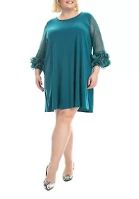 Trapeze Dress With Ruffle Sleeve And Pockets