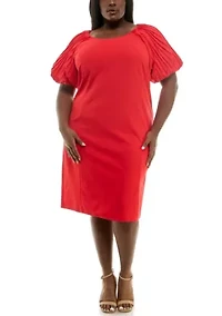 Puff Sleeve Sheath Dress