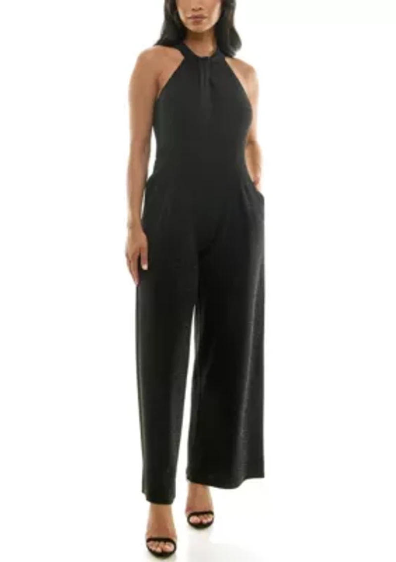 Glitter Twist Neck Jumpsuit