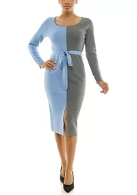 Boatneck colorblock sweater dress