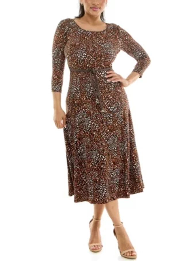 women's nina leonard sylvia print midi dress Nina Leonard Sylvia Print Print Midi Dress Womens Size M (#5425)