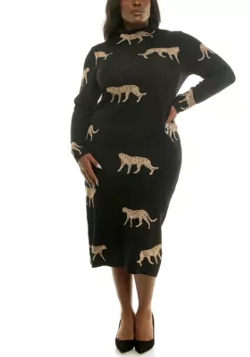 Mock Neck Jaquard Dress