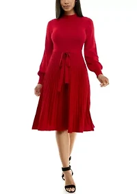 Women's Mock Neck Pleated Dress
