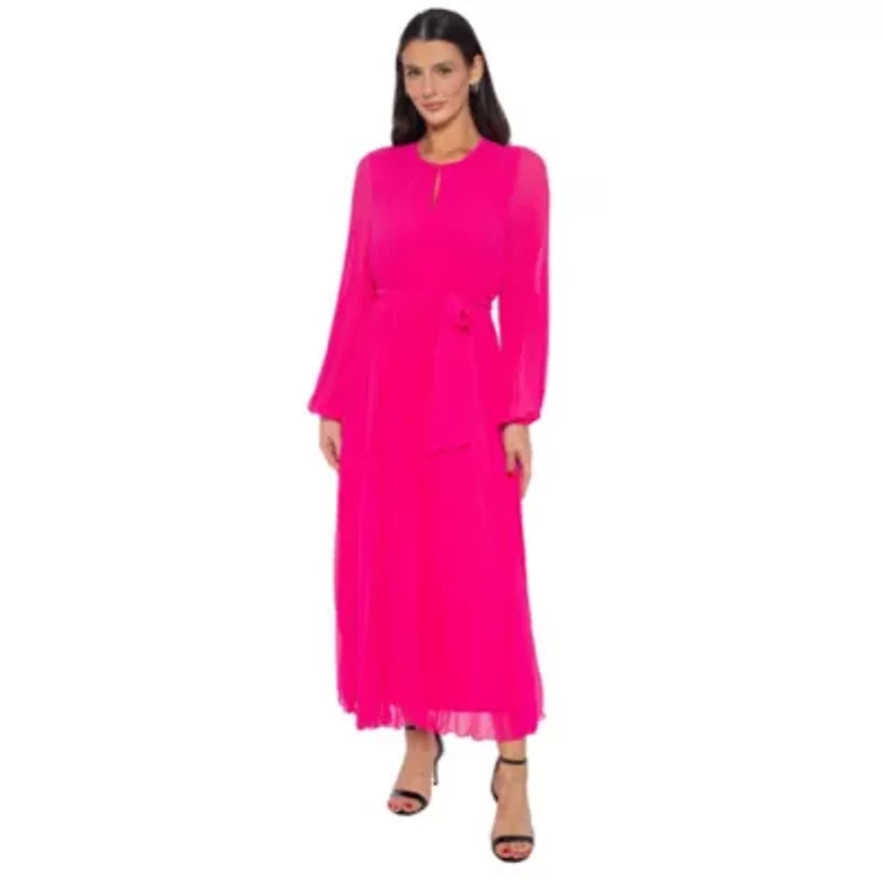 Pleated Gown with Long Sleeves