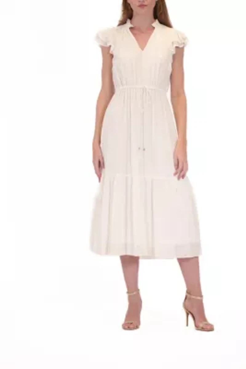 WAIST TIE MIDI DRESS